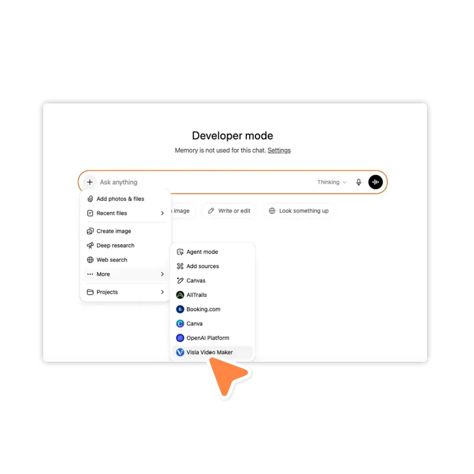 Add Visla Video Maker to a ChatGPT conversation